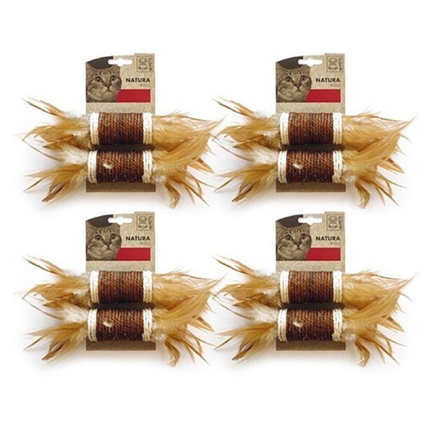 4x M-Pets 24cm Natura Raffia String Roll Cat/Kitten Pet Interactive Exercise Toy