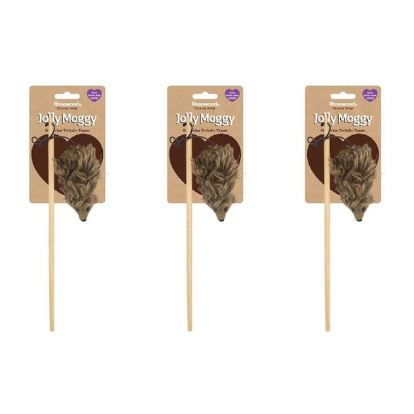 3x Rosewood Silvervine Fun Twitchy Teaser Cat/Kitten Pet Interactive Toy Brown