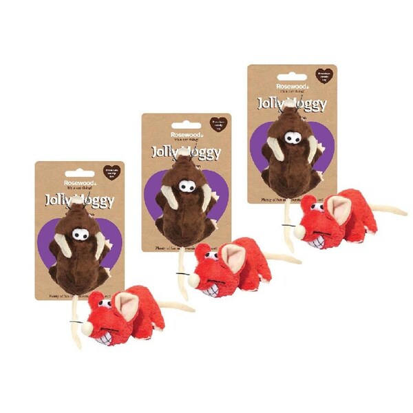 3x Rosewood Cheeky Mice Catnip Plush Pet/Cat Interactive Fun Play Toy Assorted