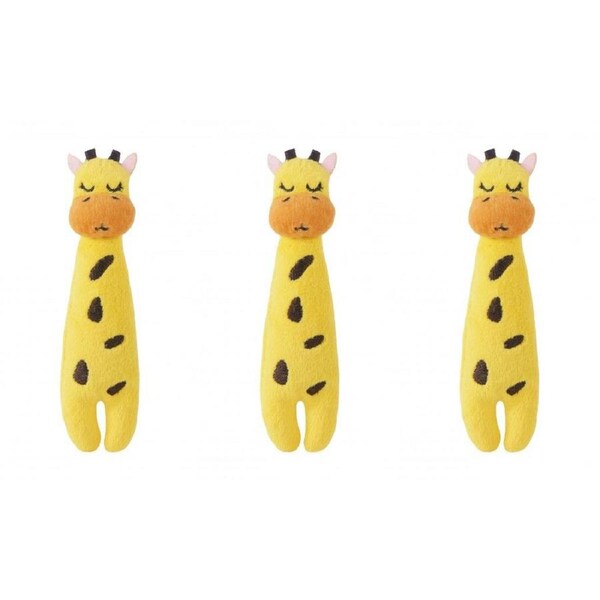 3x Rosewood Eco Friendly Pet/Cat Giraffe Plush Grab Interactive Play Toy Yellow