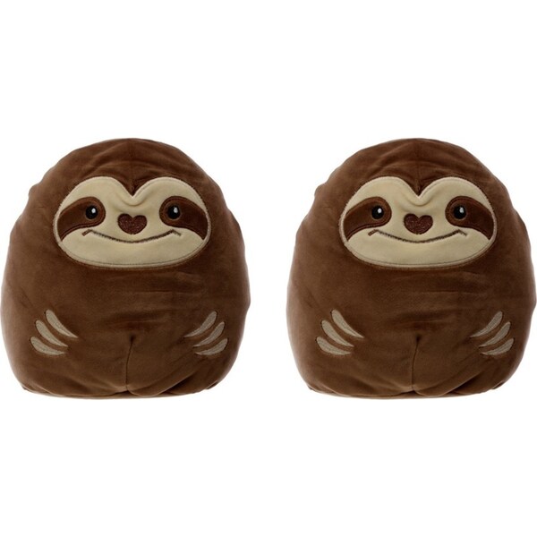 2x Squidglys 24cm Sloth Animal Plush Kids/Child Pillow Soft Cuddle Cushion 0m+