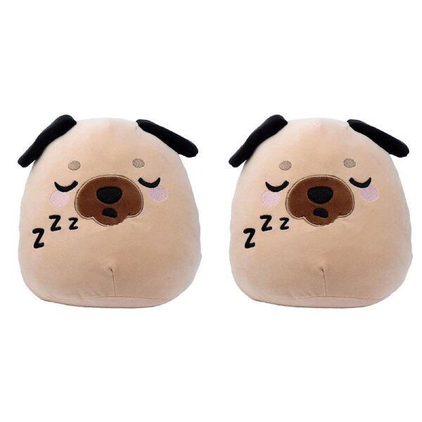 2x Squidglys 24cm Pug Animal Plush Kids/Children Pillow Soft Cuddle Cushion 0m+