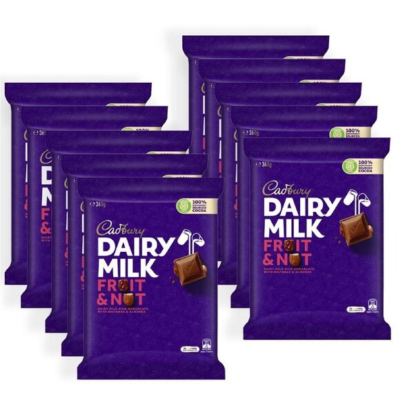 10pc Cadbury Dairy Milk Share Pack Fruit & Nut Chocolate/Candy Block 360g