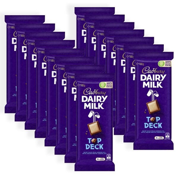 15pc Cadbury Dairy Milk Block Top Deck Flavored Chocolate/Candy Block 180g