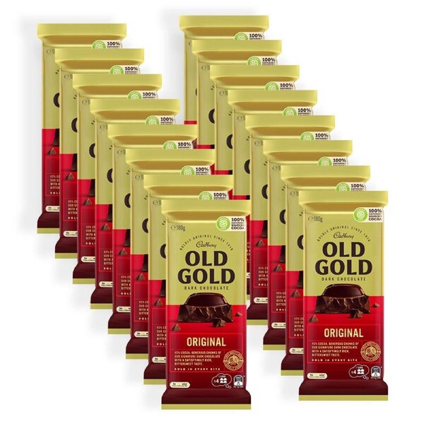 16pc Cadbury Old Gold Dark Chocolate Original Chocolate/Candy Block/Bar 180g