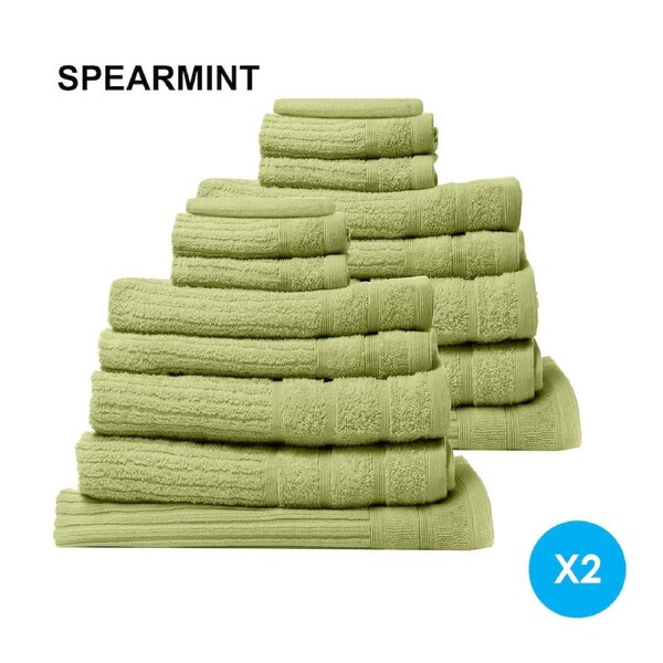 Royal Comfort 16 Piece Cotton Eden Towel Set 600GSM Luxurious Absorbent Spearmint