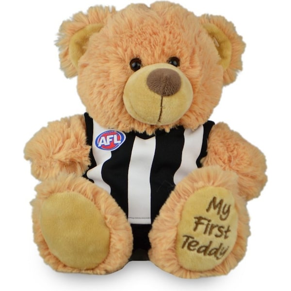 AFL Collingwood First Teddy Bear 23cm Plush Stuffed Animal Kids Soft Toy 0m+