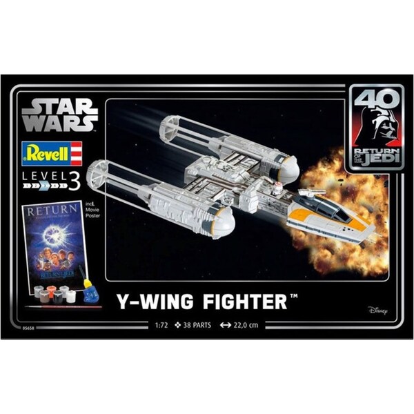 Revell 1:72 Y-Wing Fighter Kids/Teens Scale Model Replica Toy Gift Set 10y+