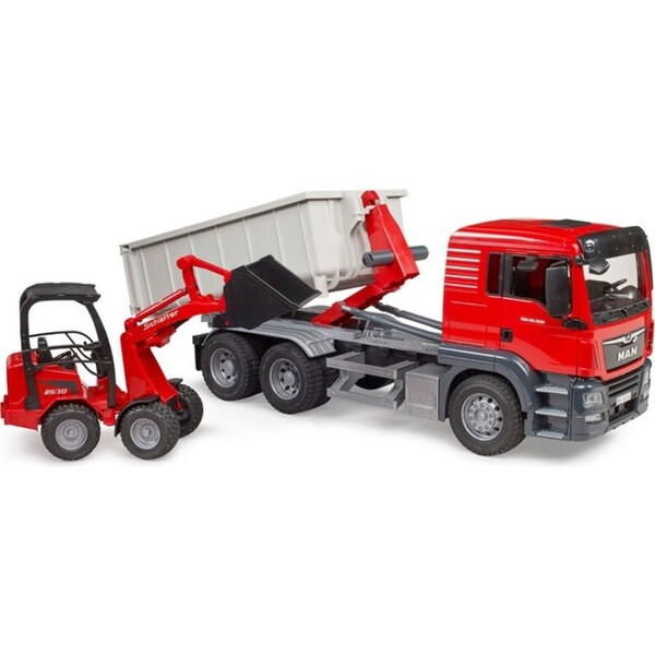 Bruder 1:16 Man TGS Truck With Roll-Off-Container & Loader Model Kids Toy 3y+