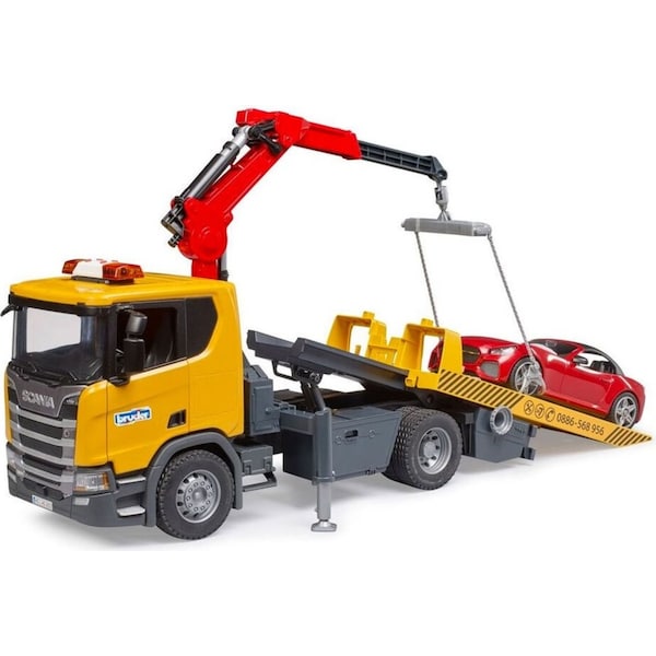 Bruder 1:16 Scania Super 560R Tow Truck With Bruder Roadster Kids Toy Set 3y+