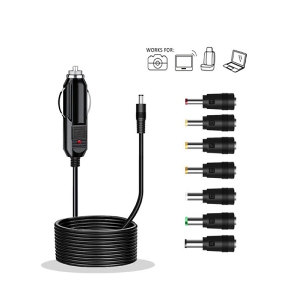 Sansai DC Car Universal Power Cable 7 Interchangeable Plugs Connectors Black