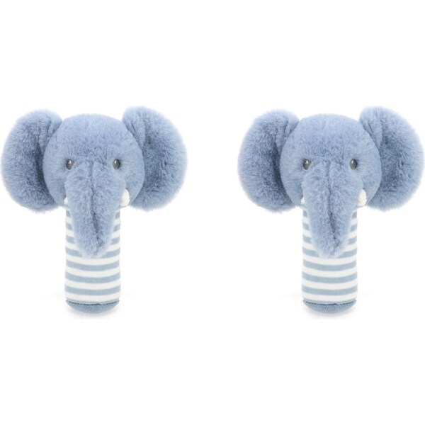 2x Keeleco Baby 14cm Elephant Stick Rattle Animal Stuffed Plush Kids Toy BLU 0m+