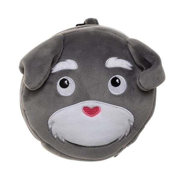 Relaxeazzz 15cm Schnauzer Travel Pillow w/Eye Mask 6y+ Kids Cushion Plush