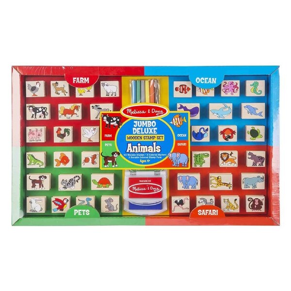 Melissa and Doug - Jumbo Deluxe Wooden Stamp Set Animals
