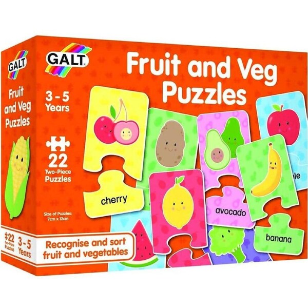 GALT - Fruit And Veg Puzzles - 22 x 2-Piece Puzzles