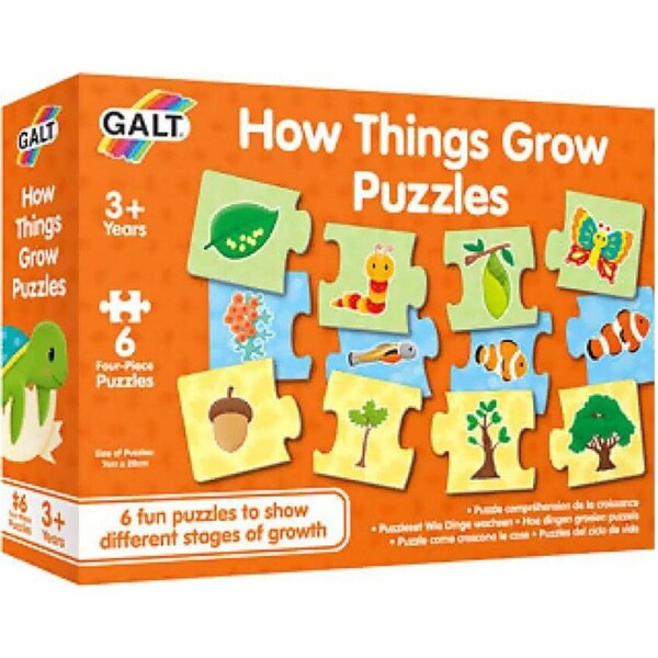 GALT - How Things Grow Jigsaw Puzzle - 6 x 4-Piece Puzzles