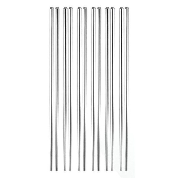 Stainless Steel Chopsticks Asian Japanese Metal Table Cutlery - 10 Pairs