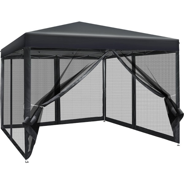 Pop Up Wedding Side Mesh Wall Outdoor Gazebo Black - 3x3m