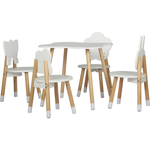 Kids Table Chairs Set Children Activity Study Play Desk - Set of 5