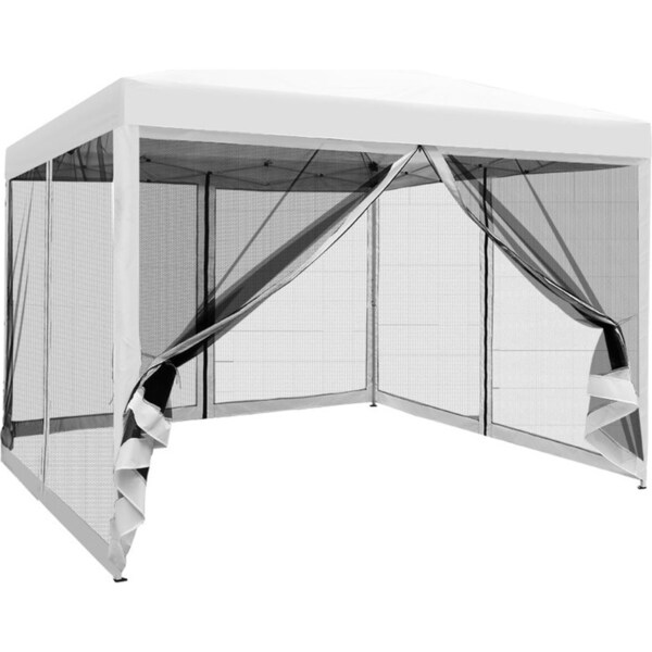 Pop Up Wedding Side Mesh Wall Outdoor Gazebo White - 3x3m