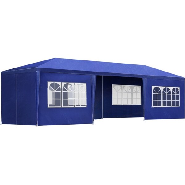Gazebo Outdoor Marquee Wedding Camping Tent Blue - 3x9m