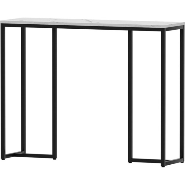 Console Table Hallway Table With Marble Effect Tabletop White Entry Table