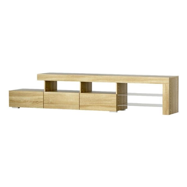 TV Cabinet Entertainment Unit Stand RGB LED Gloss Furniture 215cm Wood