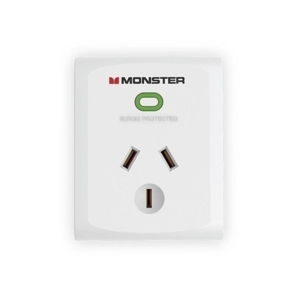 Monster Single Socket Surge Protector - White