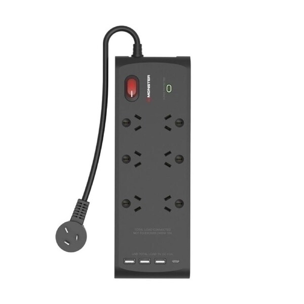 Monster 6 Socket Surge Protection Board with USB-C & USB-A Ports