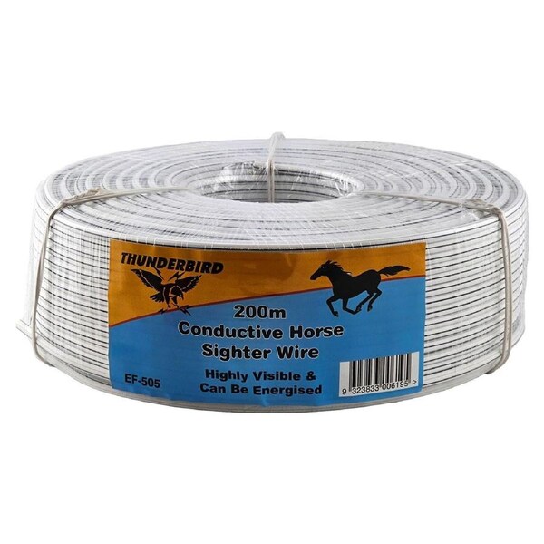 Thunderbird 200m x 7.8mm Conductive Horse Sighter Wire - Black & White - EF-505