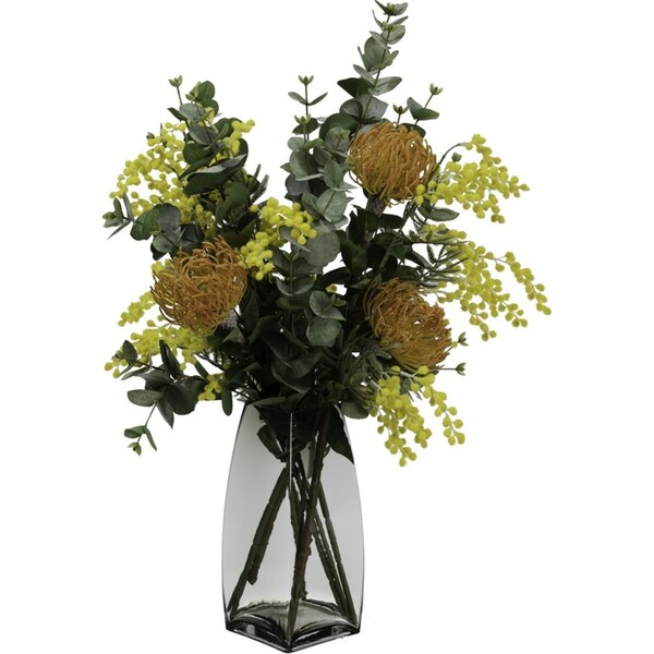72cm Leucospermum & Mimosa Arrangement Artificial Flowers Floral Decor Plant
