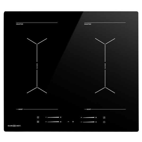 EuroChef 60cm 4 Zone Induction Cooktop, 7200W Electric, Dual Link Bridged Zone Hobs, Touch Controls