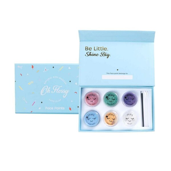 9pc Oh Flossy Kids/Family Cosmetic Colour Face Paint/Primer/Brushes Set 3y+