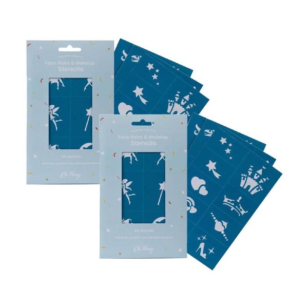 80pc Oh Flossy Reusable Adhesive Stencils For Face Paint & Makeup/Cosmetic 3y+