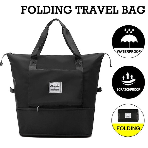 OZNALA Foldable Travel Bag - Unisex Lightweight Large Capacity Folding Duffel Travel Bag Waterproof Handbag Black