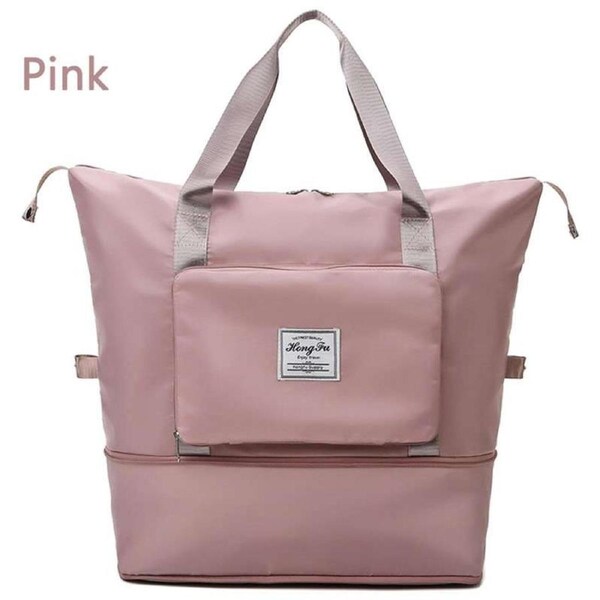 OZNALA 3 In 1 Foldable Portable Expandable Large Capacity Unisex Folding Travel Bags Waterproof Luggage Tote Handbag Duffle Bag Cosmetics Organizer with Bottom Extension & Multi-Pocket-Pink