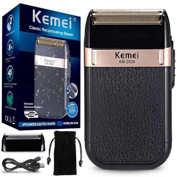 OZNALA USB Cordless Electric Beard Shaver Dual Foil Portable Men Hair Trimmer Clipper Leather