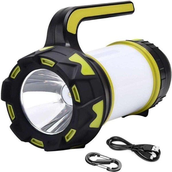 OZNALA 1pcs Rechargeable Strong Light Flashlight LED 6 Modes IPX4 waterproof Camping Lantern Outdoor Tent Light Lamp & Power for Phone with USB Cable and Hook