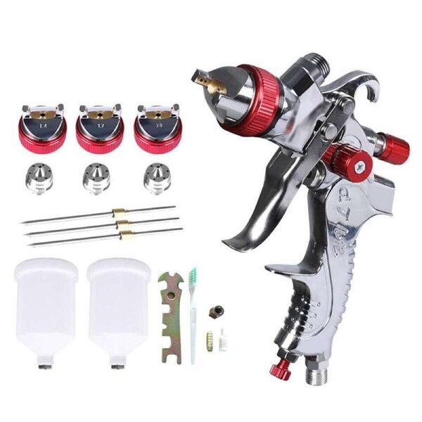 OZNALA Spray Gun Paint Gun Kit HVLP Gravity Feed Air 3Nozzle 1.4mm 1.7mm 2mm 3Tips OZ