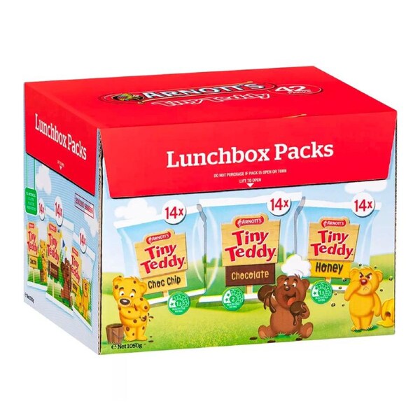 Arnott's Tiny Teddy Variety Cookies 42 Lunchbox Packs 1050g