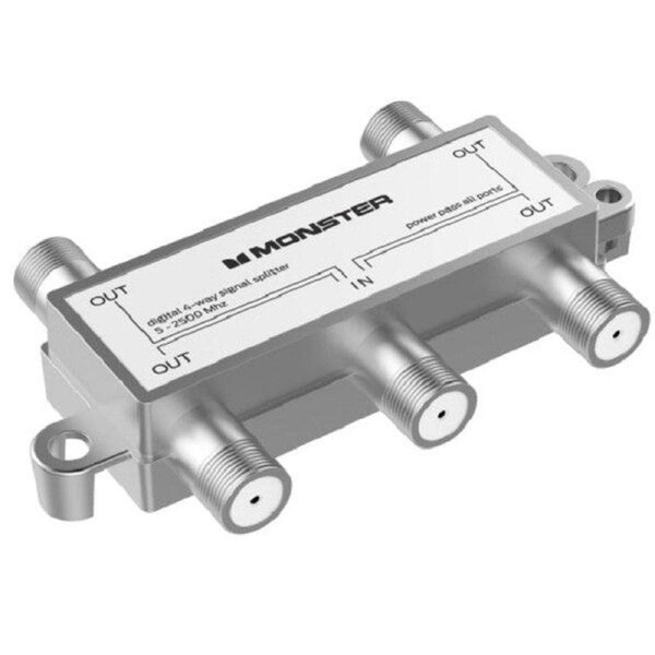 Monster PIN Digital Coaxial 4 Way TV Splitter
