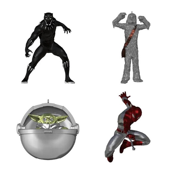 2023 Hallmark Keepsake Ornament - Disney D100 Star Wars and Marvel Heroes Set of 4