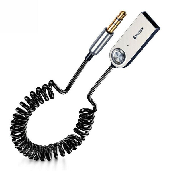 Baseus Wireless Bluetooth 5.0 Receiver Dongle Car AUX 3.5mm Adapter Cable BLACK