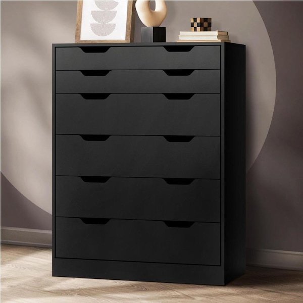 6 Chest of Drawers Oikiture Tallboy Storage Cabinet Black