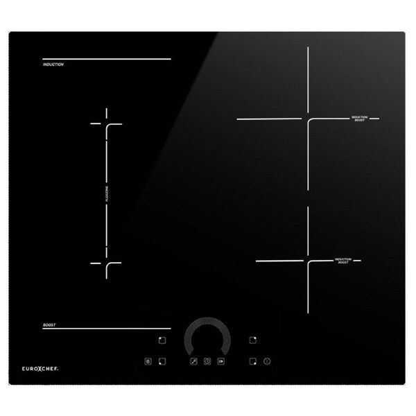 EUROCHEF 60cm 4 Zone Induction Cooktop, 7200W Electric, FlexZone Function, Touch Controls