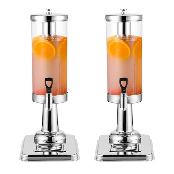 SOGA 2X Single 3L Silver Stainless Steel Beverage Dispenser Ice Cylinder Clear Juicer Hot Cold Water Jug