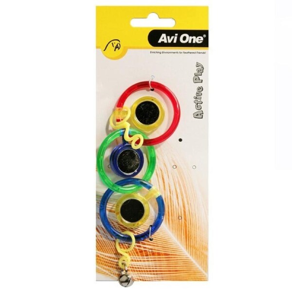 Triple Ring with Mirror & Bell 21cm Plastic Bird Toy by Avi One