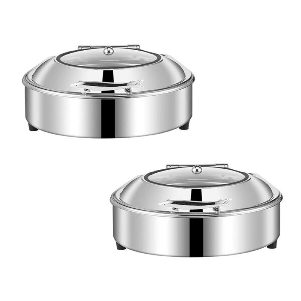 SOGA 2-Pack Stainless Steel Round Chafing Dish Buffet Food Warmer with Lid