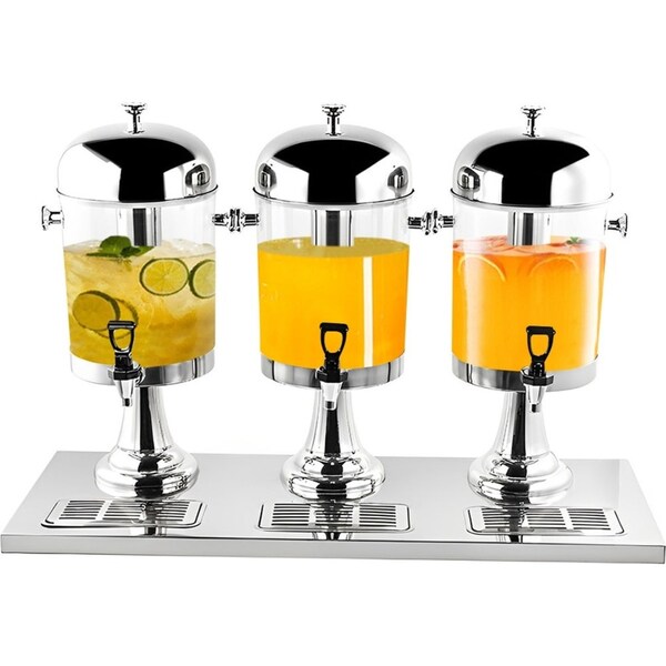 SOGA Triple Head 24L Stainless Steel Dispenser Beverage Juicer Transparent Commercial Drink Container Jug