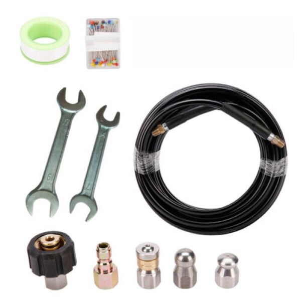 15M High Pressure Washer Hose Pipe Sewer Drain Cleaning Cleaner Kit Set 5800PSI